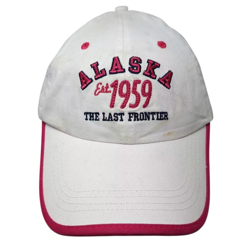 Prairie Mountain Alaska The Last Frontier Baseball Cap White Pink Hat One Size